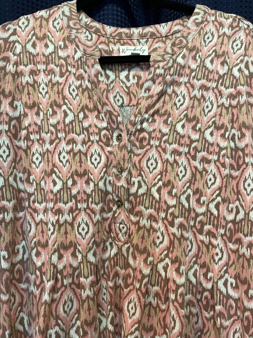 Wonderly Pink Cream Patterned Long Sleeve Blouse - Picture 11 of 15